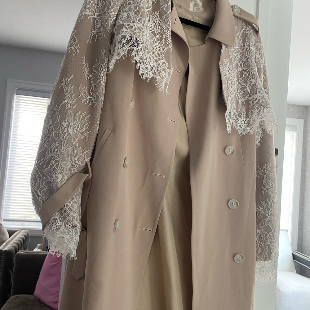 LAN YU one of a kind runway trench with lace